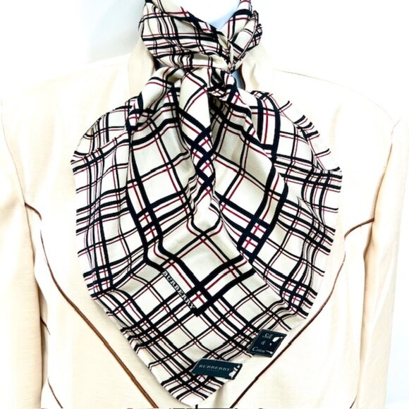Burberry Other - New Tag Men/Women   Burberry  Bandana /MiniScarf 23" Silk Cotton Ivery Blk(9
